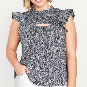NWT Old Navy Flutter Sleeve Smocked Cutout Swing Blouse size small